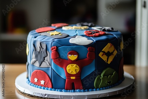 Delicious superhero birthday cake celebrating childhood imagination and fun