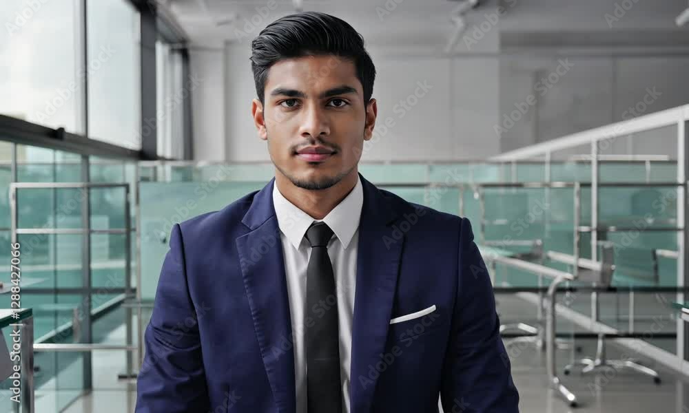 Young Businessman Working in Modern Office Space at His Computer Young Businessman Working in Modern Office Space at His Computer