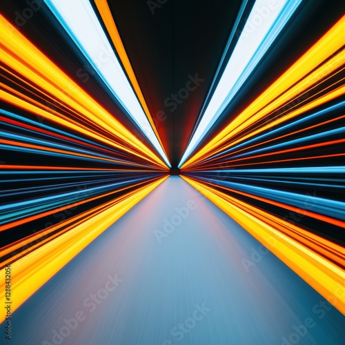 Wallpaper Mural Dynamic Data Stream Futuristic Neon Corridor with Speeding Light Patterns - Data Center Infrastructure Visual for Technological Advancement in Digital Business Innovation Torontodigital.ca