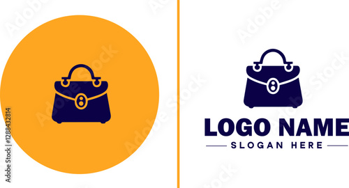 Handbag Brand icon Purse label Bag company Handbag manufacturer flat logo sign symbol editable vector