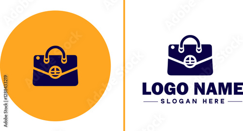 Handbag Brand icon Purse label Bag company Handbag manufacturer flat logo sign symbol editable vector