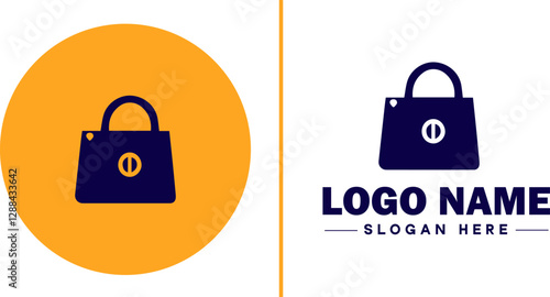 Handbag Brand icon Purse label Bag company Handbag manufacturer flat logo sign symbol editable vector