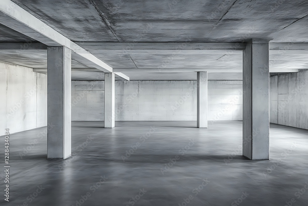 Empty Concrete Room with Supporting Pillars Empty Concrete Room with Supporting Pillars