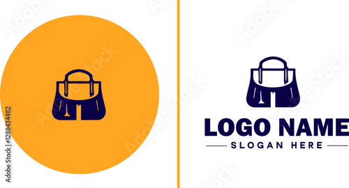 Handbag Brand icon Purse label Bag company Handbag manufacturer flat logo sign symbol editable vector