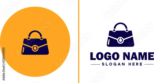 Handbag Brand icon Purse label Bag company Handbag manufacturer flat logo sign symbol editable vector
