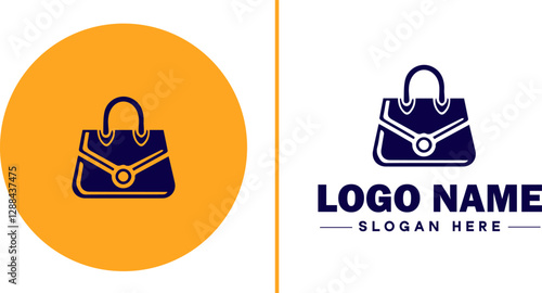 Handbag Brand icon Purse label Bag company Handbag manufacturer flat logo sign symbol editable vector