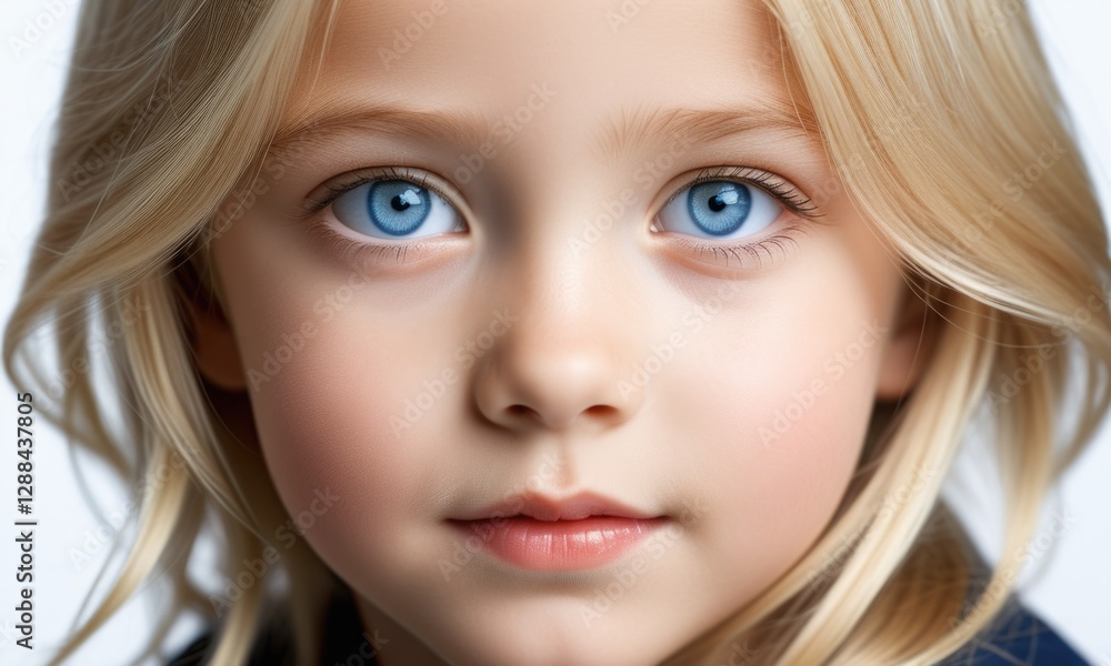 Adorable child with striking blue eyes and blonde hair closeup portrait Adorable child with striking blue eyes and blonde hair closeup portrait