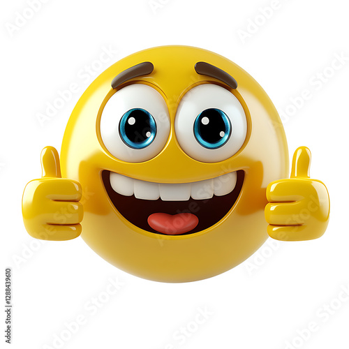 3D Smiling Emoji Character Giving Thumbs Up isolated on transparent background,Happy Cartoon Face,emoticon face icon in sunglasses giving a thumbs up cartoon,Happy Yellow Emoji Giving Thumbs Up,path