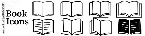 Opened book vector set icon literature symbol illustration. 