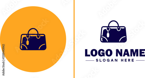 Handbag Brand icon Purse label Bag company Handbag manufacturer flat logo sign symbol editable vector