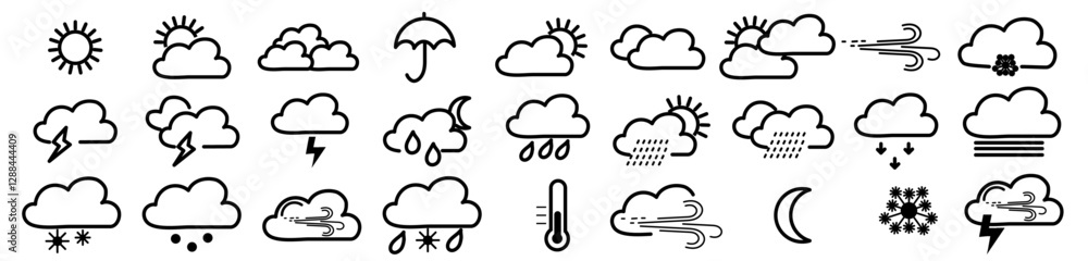 Weather icons vector set isolated on white background. Weather icons vector set isolated on white background.