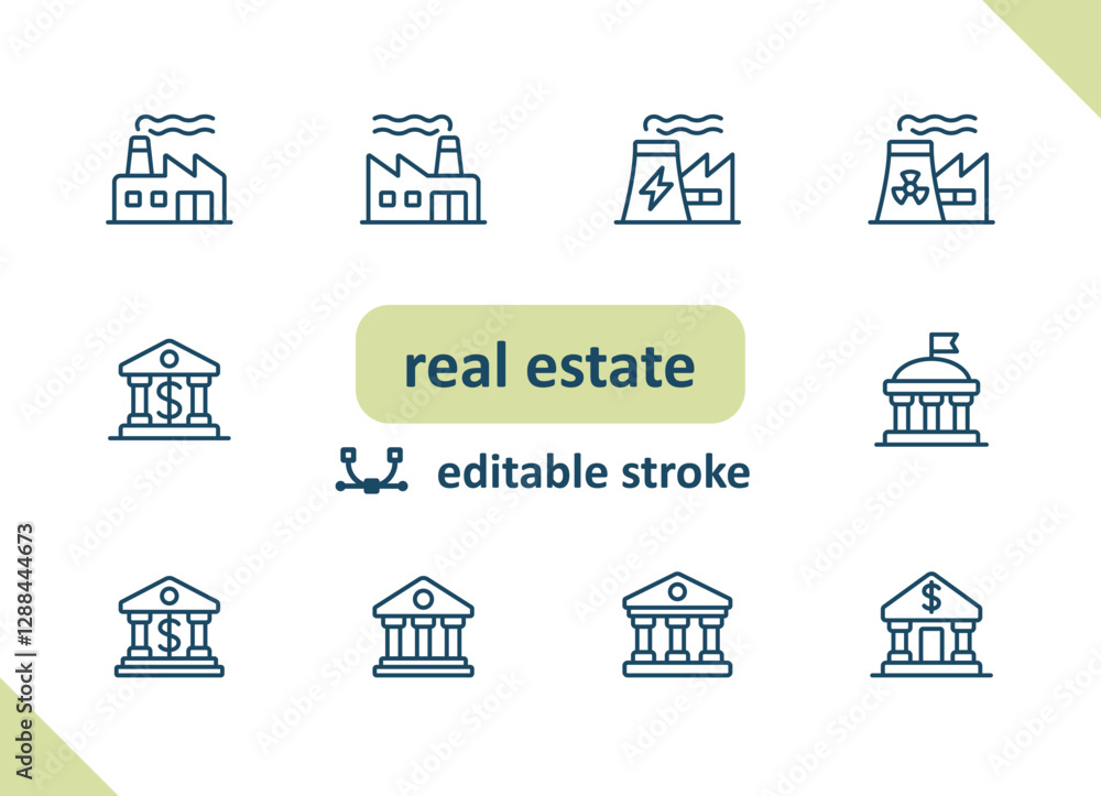Obraz premium Real estate icons. House, buildings, home vector icon set