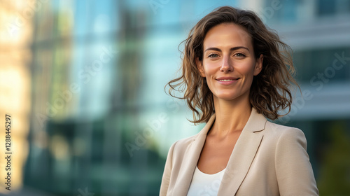 Confident woman in modern urban setting with professional outfit Free Download Confident woman in modern urban setting with professional outfit - GFXLoad