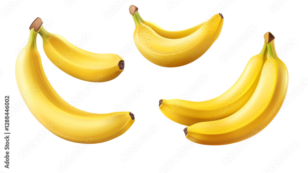 Fresh bananas display transparent background png format white environment culinary concept