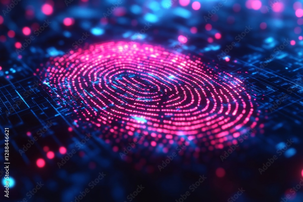 Abstract Digital Fingerprint Biometric Security Cyber Technology Data Protection Concept Abstract Digital Fingerprint Biometric Security Cyber Technology Data Protection Concept