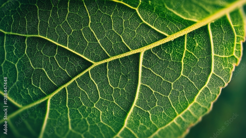 Fototapeta premium Close up of green leaf texture and veins