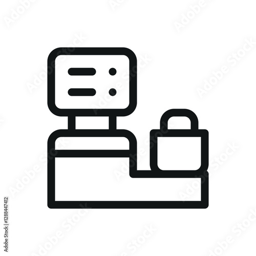 Self service checkout system line icon, automated cash register vector symbol with editable stroke