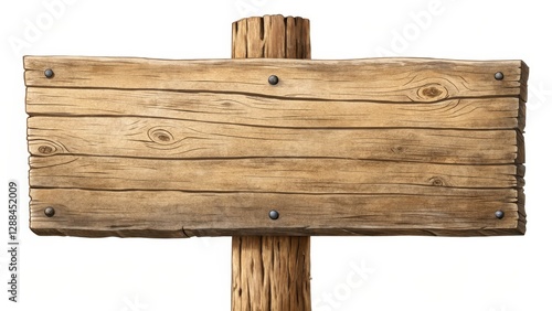 Rustic Wooden Sign Digital Illustration, Blank Template, Weathered Texture, Post, Wood Grain Wood Sign, Signboard