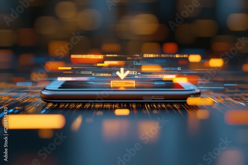 Futuristic Torrents Day Dynamic Interface on Smartphone Screen Showcasing Digital Downloads - Enhancing Efficiency and Innovation for Tech-Savvy Professionals