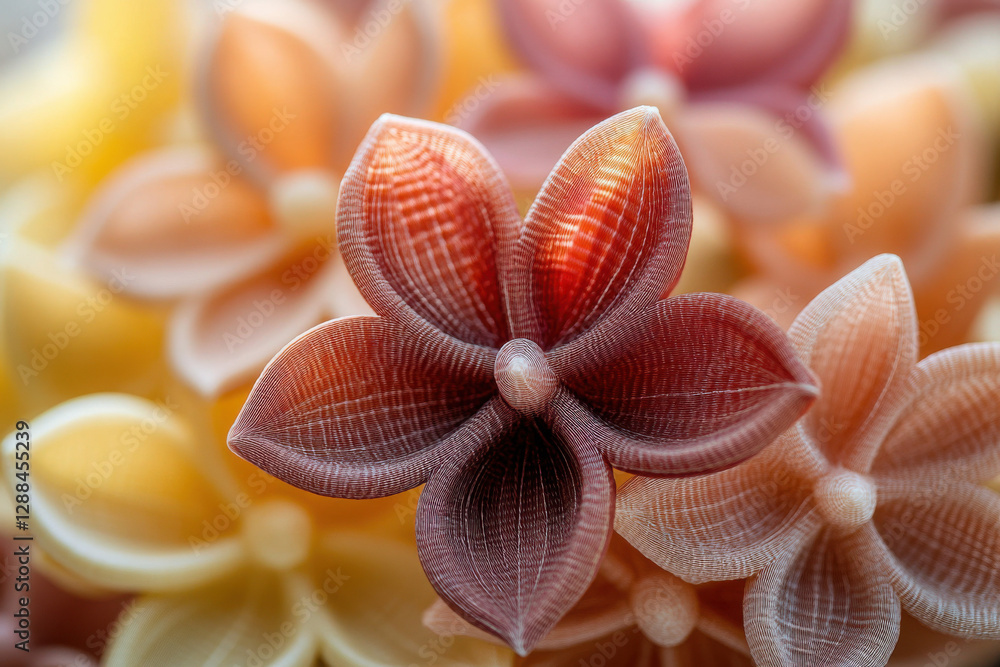 Fototapeta premium 3D-printed chocolate flowers with intricate details and rich colors