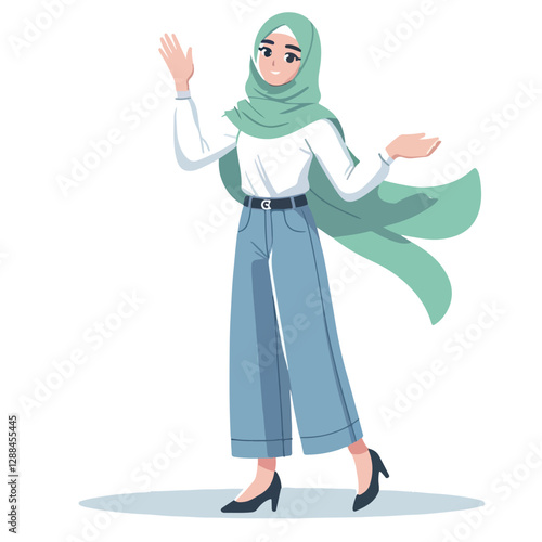 Muslim women give a friendly greeting during the month of Ramadan