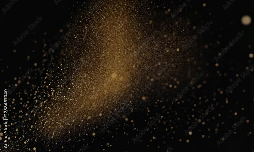 Gold Glitter Particles Floating in the Air on Black Background Gold Glitter Particles Floating in the Air on Black Background