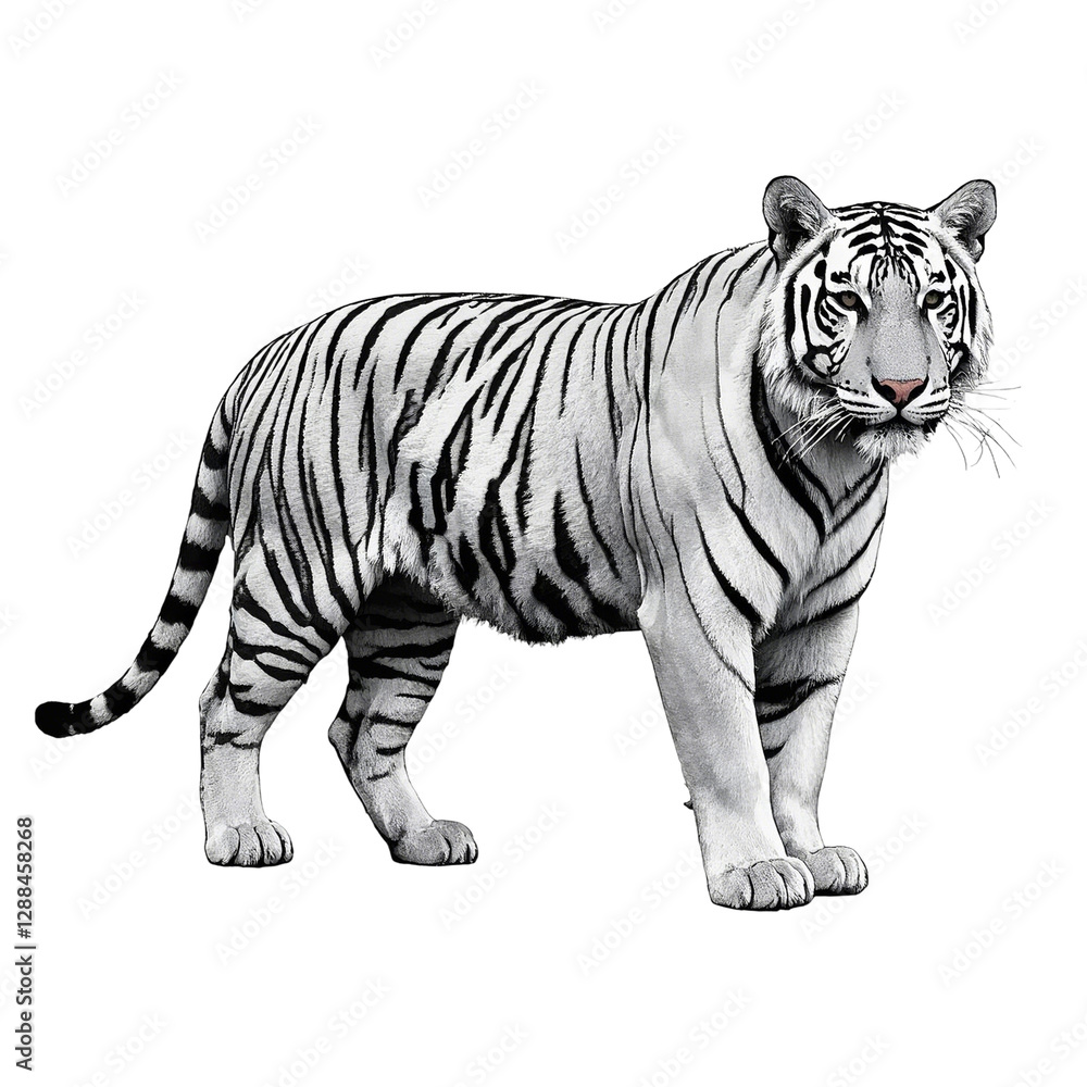 Obraz premium Coquette elegant white tiger illustration wildlife animal isolated on white or transparent background
