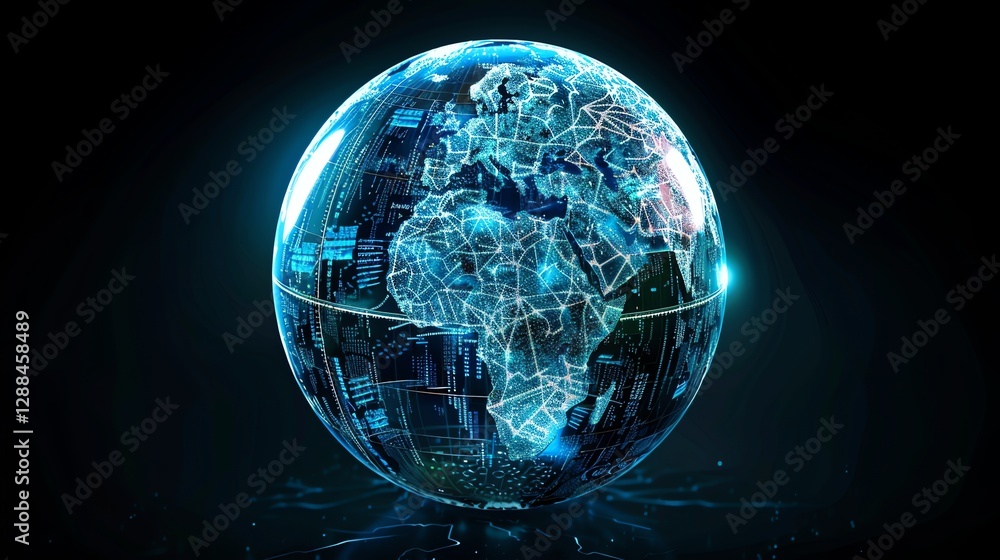 Obraz premium A glowing blue digital globe.