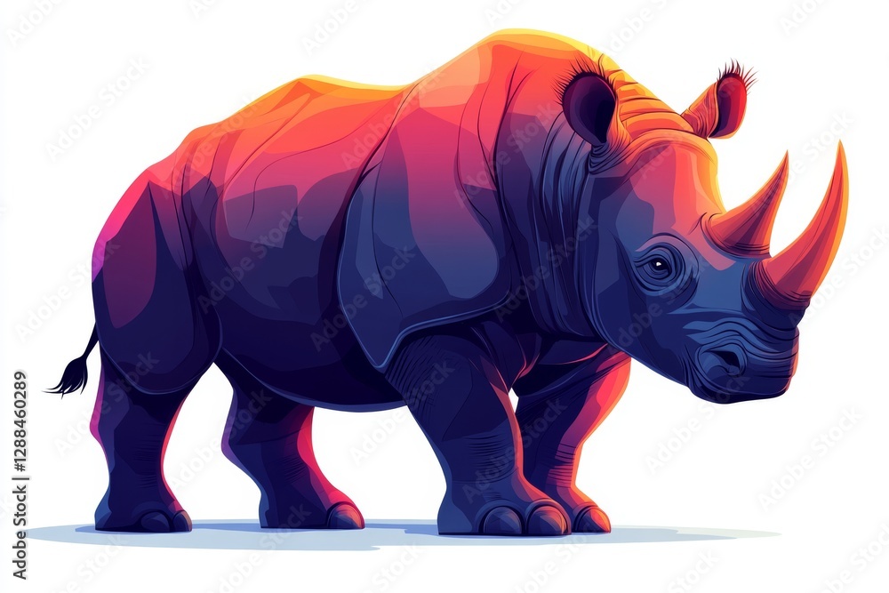 Fototapeta premium Majestic Rhino Illustration Vibrant Gradient Colors Wildlife Art African Animal