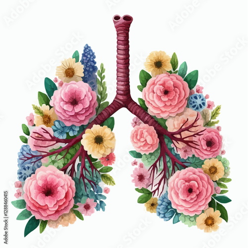 bouquet of flowers in the shape of lungs 