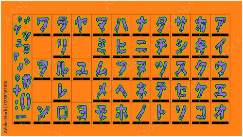 溶ける恐怖のカタカナ文字(Japanese Katagana Design)
