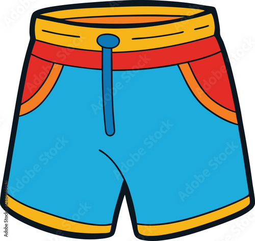 Swim Trunks Vector: Beachwear Design, Summer Shorts Graphic, Swimwear Template, Men's Clothing Icon, Vacation Apparel Art, Board Shorts