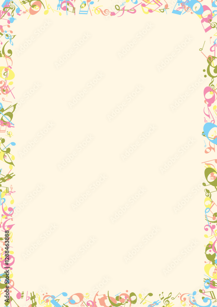 Elegant Music-Themed Frame – Vector Border Made of Notes and Symbols for Posters and Certificates
Elegant Music-Themed Frame – Vector Border Made of Notes and Symbols for Posters and Certificates