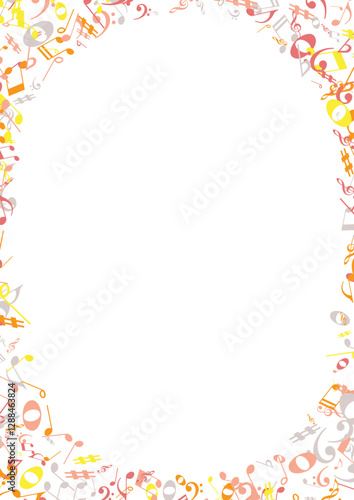 Elegant Music-Themed Frame – Vector Border Made of Notes and Symbols for Posters and Certificates
