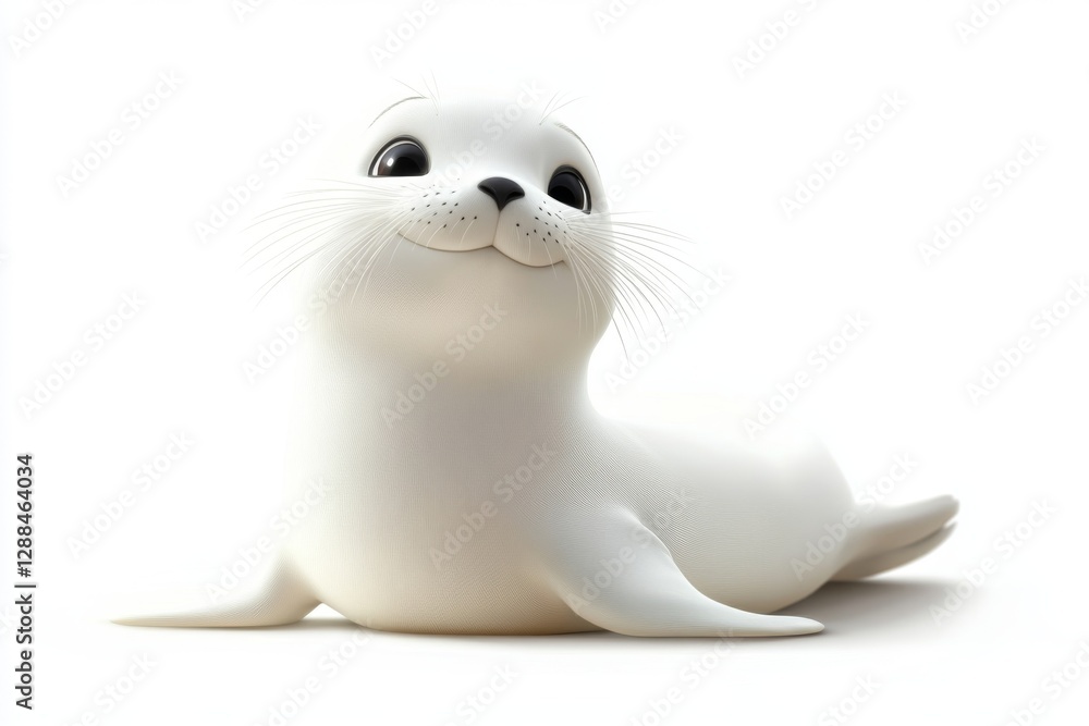 Adorable Cartoon Seal Pup Cute White Seal Happy Baby Animal Illustration 3D Rendered Image Adorable Cartoon Seal Pup Cute White Seal Happy Baby Animal Illustration 3D Rendered Image