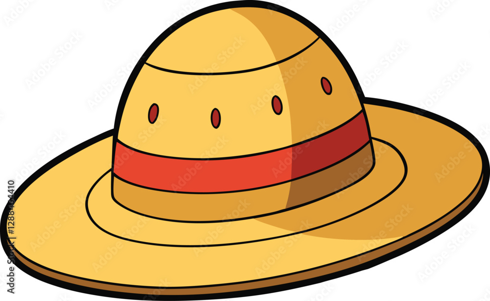 Straw Hat Vector: Summer Accessory, Beach Style Graphic, Woven Headwear Design, Vacation Icon Art, Sun Hat Outline, Fashionable Travel Clip Art Straw Hat Vector: Summer Accessory, Beach Style Graphic, Woven Headwear Design, Vacation Icon Art, Sun Hat Outline, Fashionable Travel Clip Art