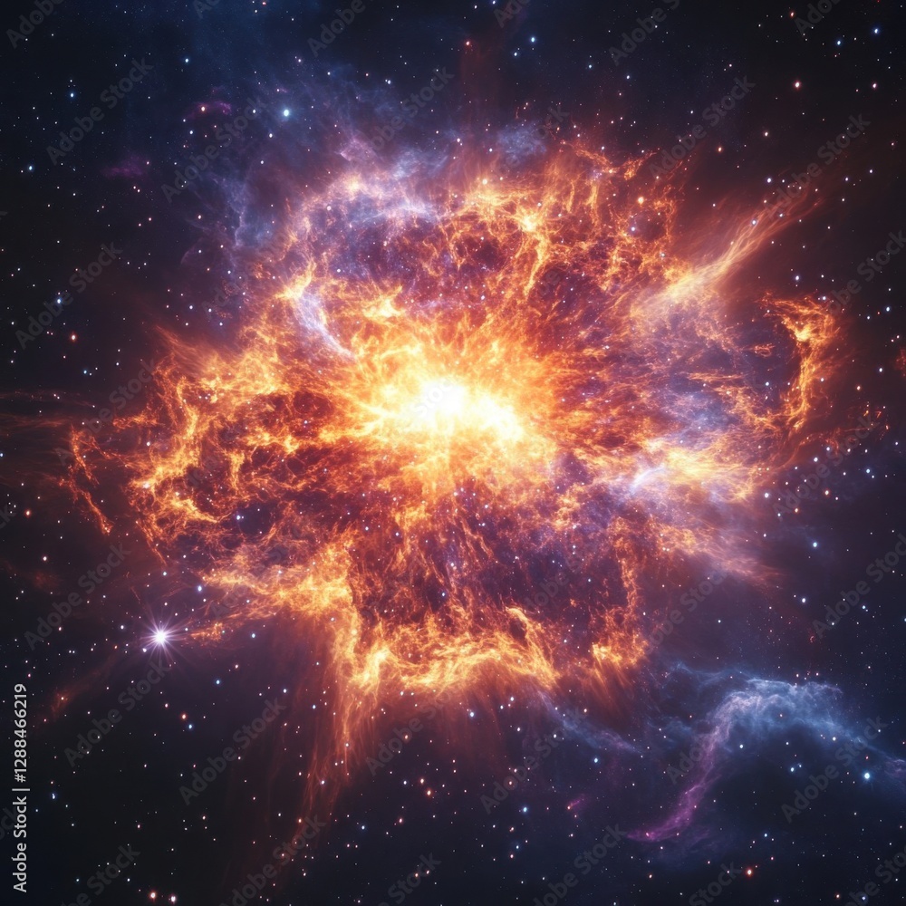 Fototapeta premium Explosive Nebula in Space Full of Bright Colors and Cosmic Energy