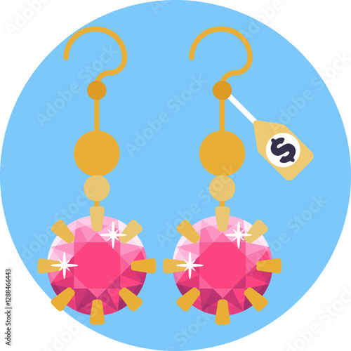 A pair of earrings, symbolizing jewelry often bought and sold in pawn shops.