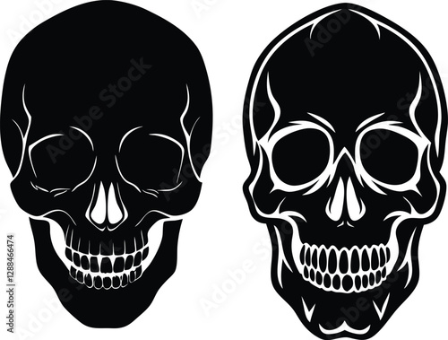 Human Skull Silhouette Vector Illustration: High-Quality Anatomical and Artistic Graphic Design for Medical, Educational, and Gothic Themes