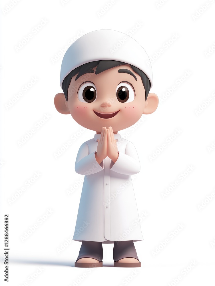A cartoon illustration of a child with praying hands A cartoon illustration of a child with praying hands