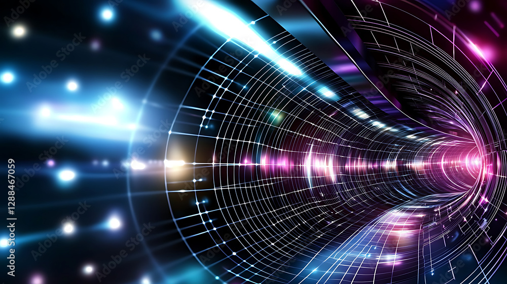 A spiral tunnel with a bright blue background and a purple and pink hue. generated using AI A spiral tunnel with a bright blue background and a purple and pink hue. generated using AI