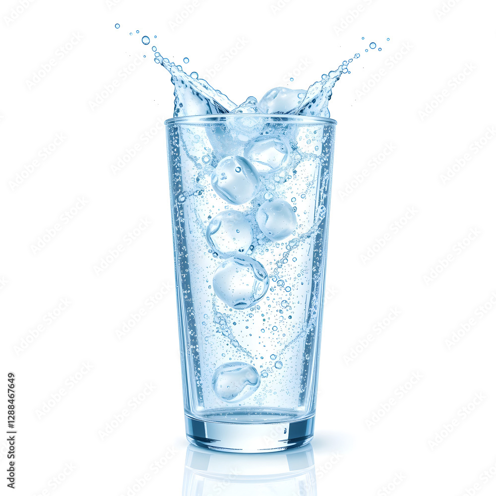Effervescent soda water with bubbles on white background Effervescent soda water with bubbles on white background