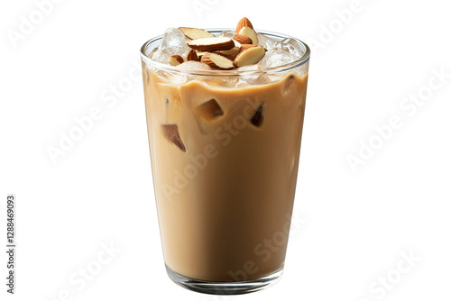Wallpaper Mural Iced coffee with almonds in a clear glass on a light background Torontodigital.ca