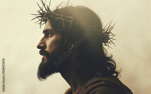 Wallpaper Mural Jesus Christ wearing a crown of thorns in profile Torontodigital.ca