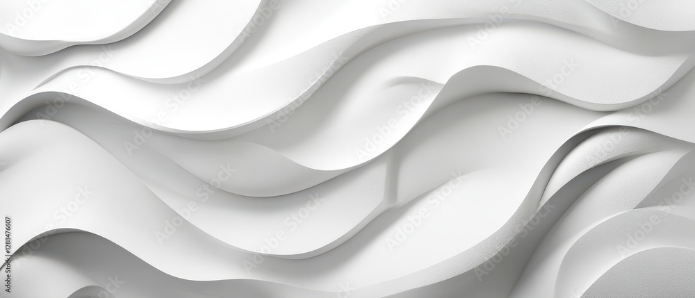 Obraz premium Abstract wavy white plaster wall, artistic and dynamic modern design