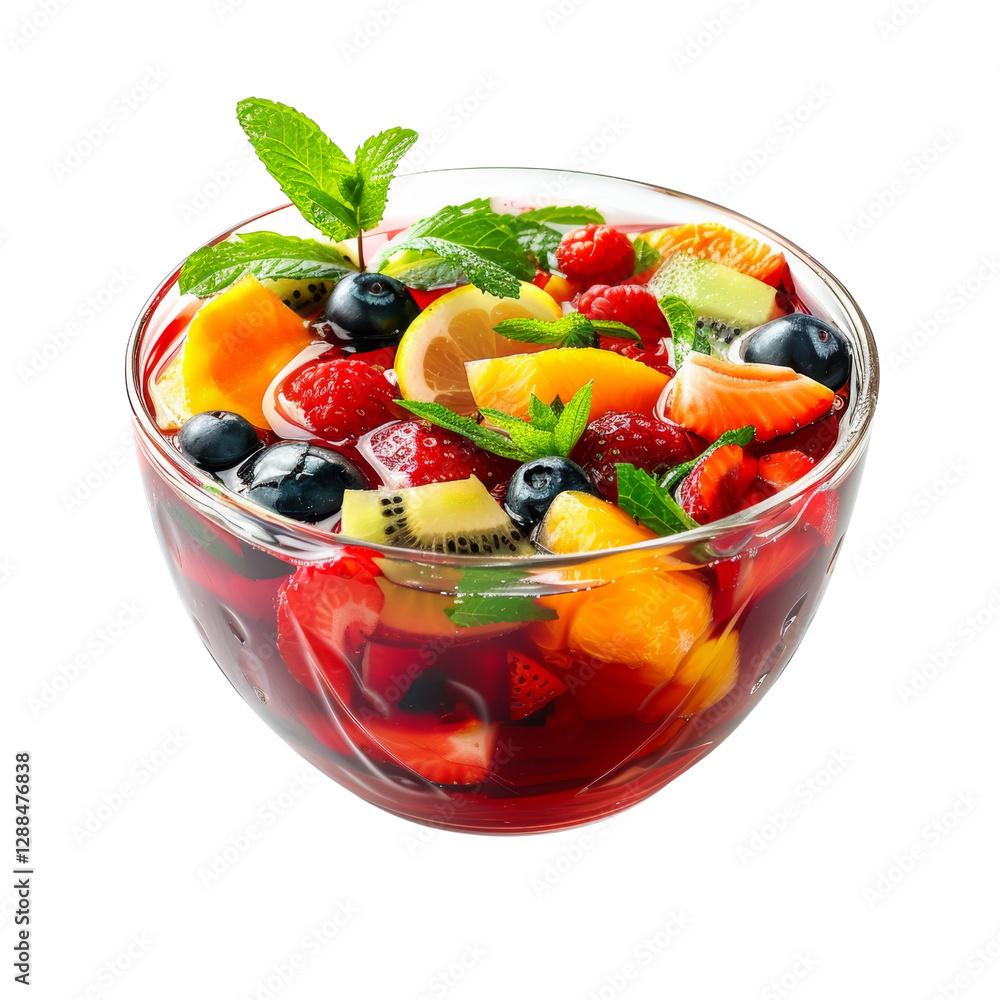 Fresh and Colorful Fruit Salad with Berries and Mint Garnish Fresh and Colorful Fruit Salad with Berries and Mint Garnish