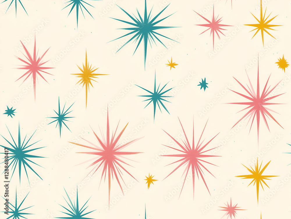 Atomic Age Star Pattern – Funky Geometric Seamless Design for Fabric, Stationery, and Decorative Projects Atomic Age Star Pattern – Funky Geometric Seamless Design for Fabric, Stationery, and Decorative Projects
