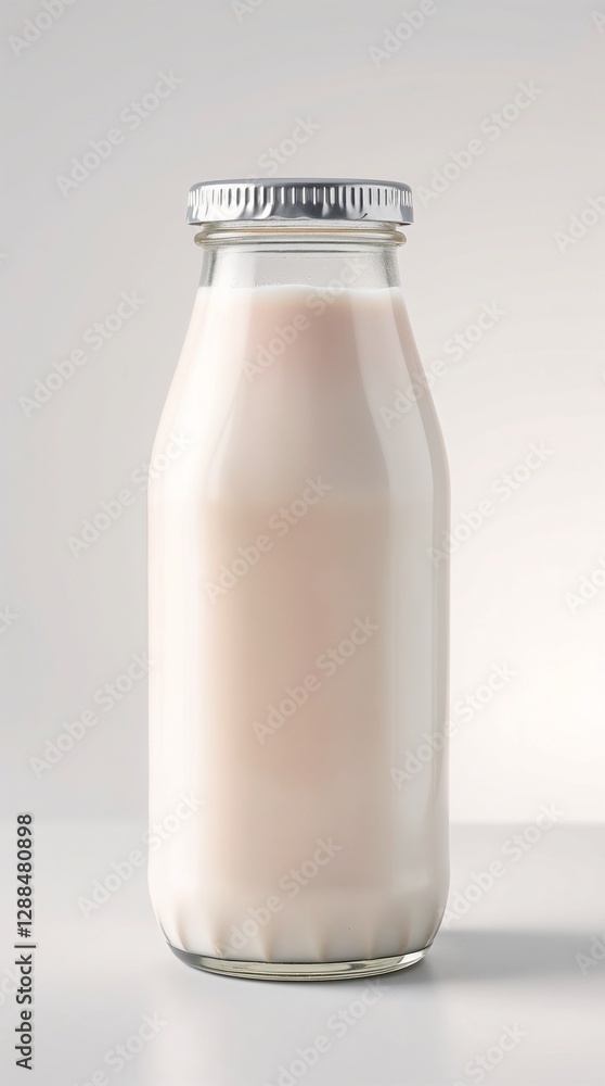Fresh milk bottle on a light background with clean and minimalist design Fresh milk bottle on a light background with clean and minimalist design