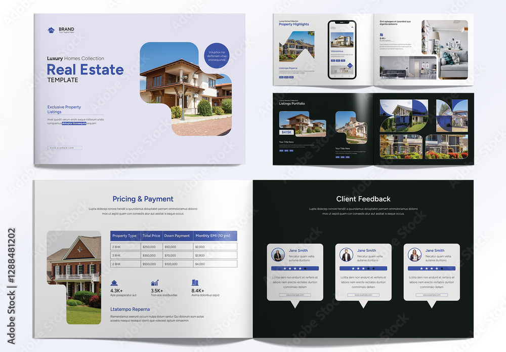 Landscape Real Estate Brochure Layout Stock Template | Adobe Stock
