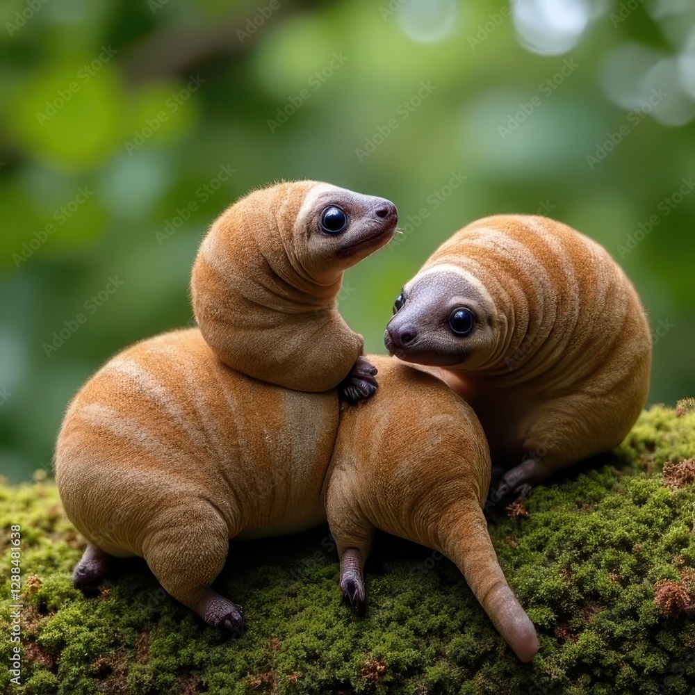 Obraz premium Adorable Slow Loris Family in their Natural Habitat